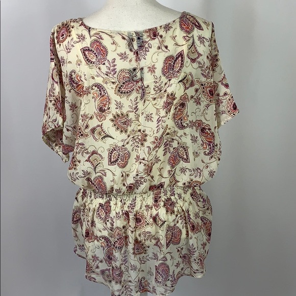 Faded Glory EUC semi sheer paisley dolman blouse - Picture 2 of 5